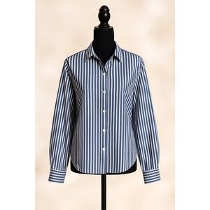 GAP Women's Blue White Striped Button Up The Big Shirt Size S‎